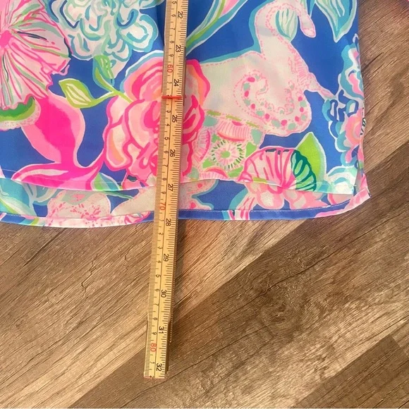 LILLY PULITZER Elsa Top Multi Peony For Your Thoughts 100% Silk Blouse Size XL - Picture 2 of 7